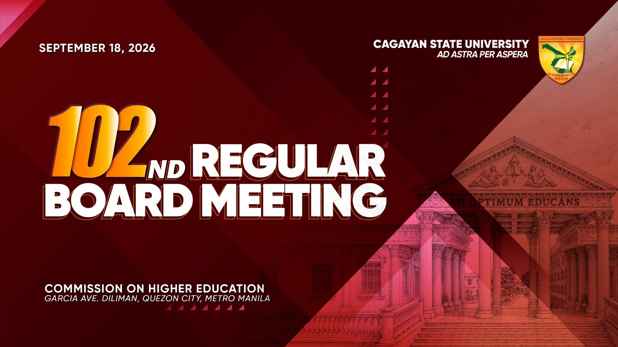 IN PHOTOS || CAGAYAN STATE UNIVERSITY HELD ITS 102ND REGULAR BOARD MEETING ON SEPTEMBER 18, 2026, AT THE HIGHER EDUCATIO photo 1